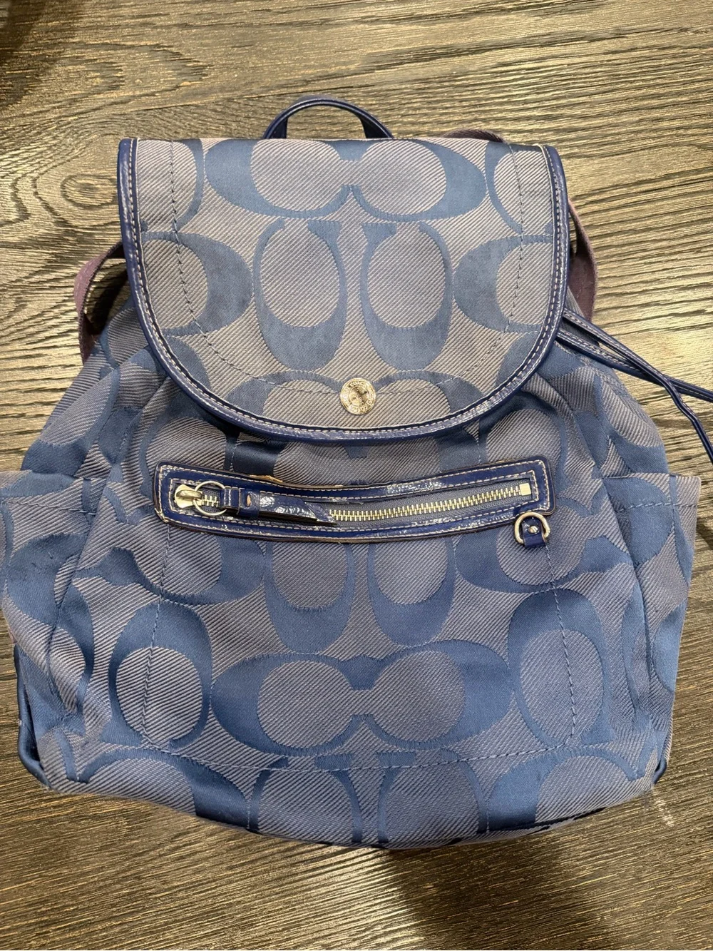 Coach Blue Signature C Canvas Backpack